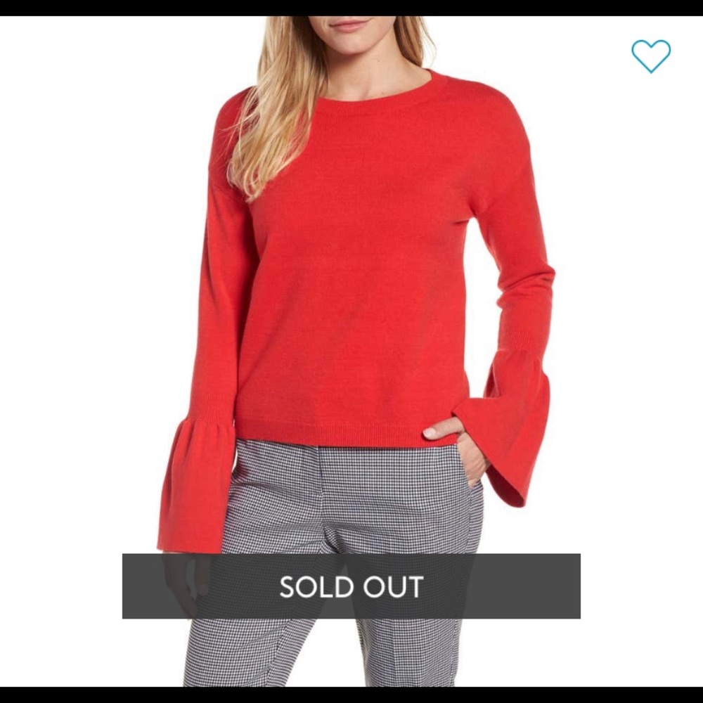 Halogen bell sleeve red sweater. Like new!